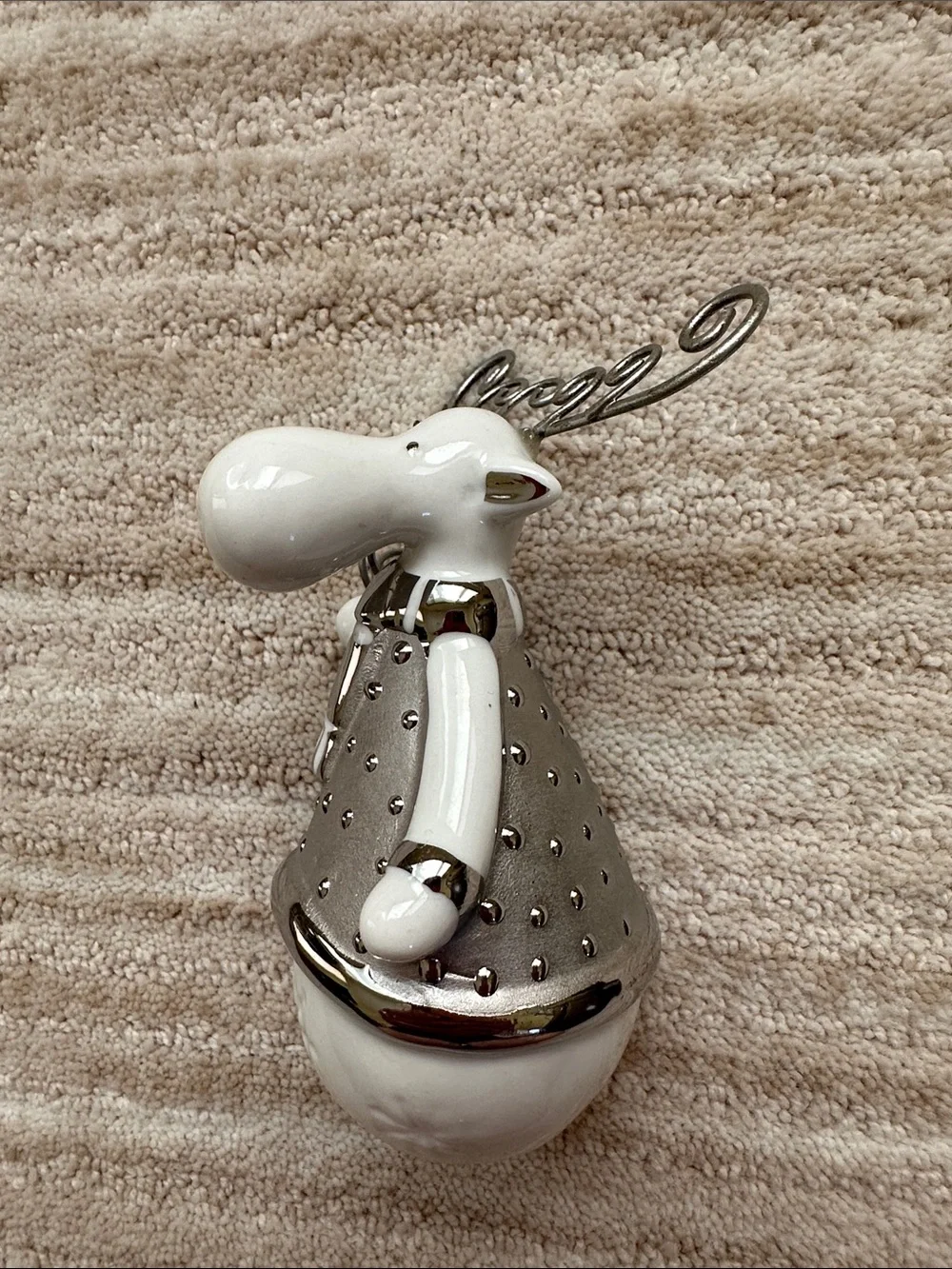 Pier 1 Imports Moose Figurine Silver White Ceramic Figurine 4.5